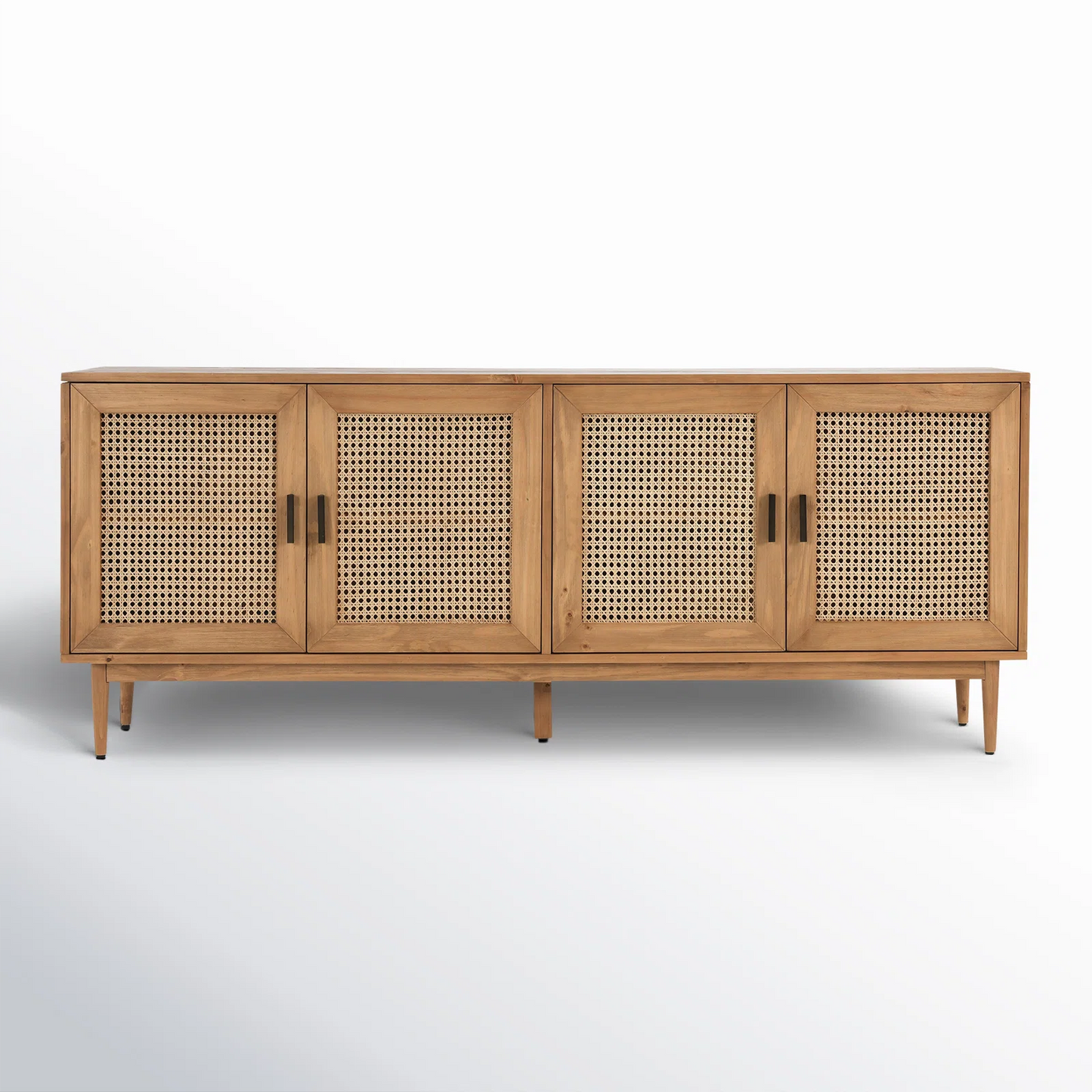 Natural Brown Genie Solid Wood 4 - Door Sideboard