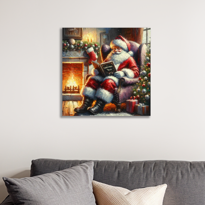 Cozy Hearthside Stories: Santa's Christmas Tales - Wrapped Canvas