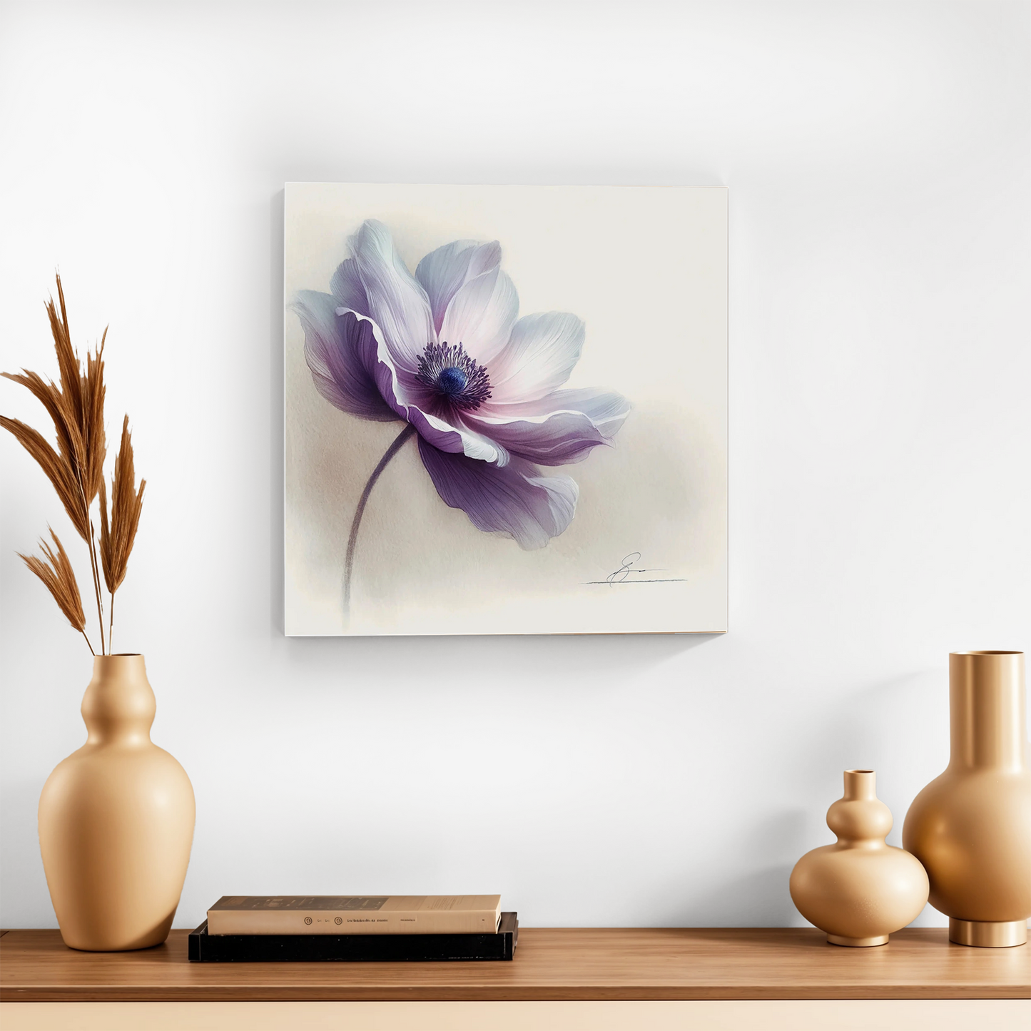 Elegant Lavender Anemone Wrapped Canvas Print