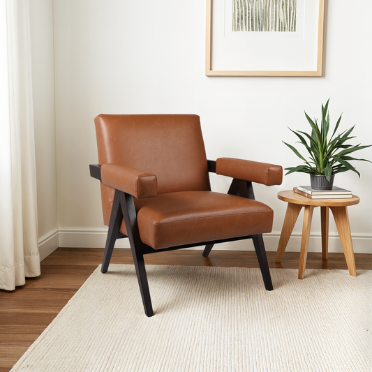 Faux Leather Scandinavian Chair