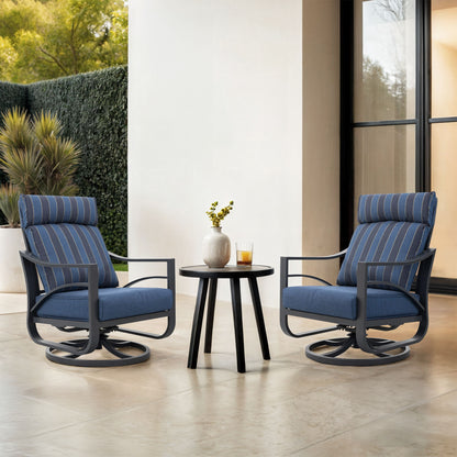 Natrice Blue Swivel Rocking Armchairs