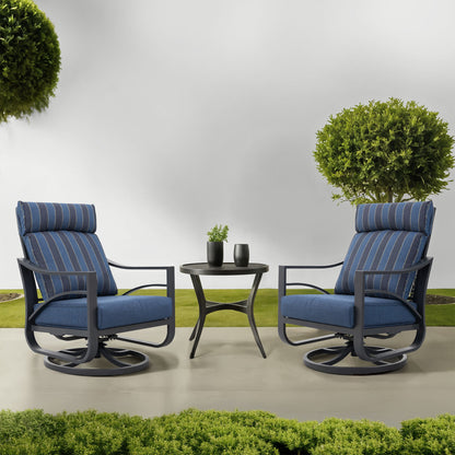 Natrice Blue Swivel Rocking Armchairs