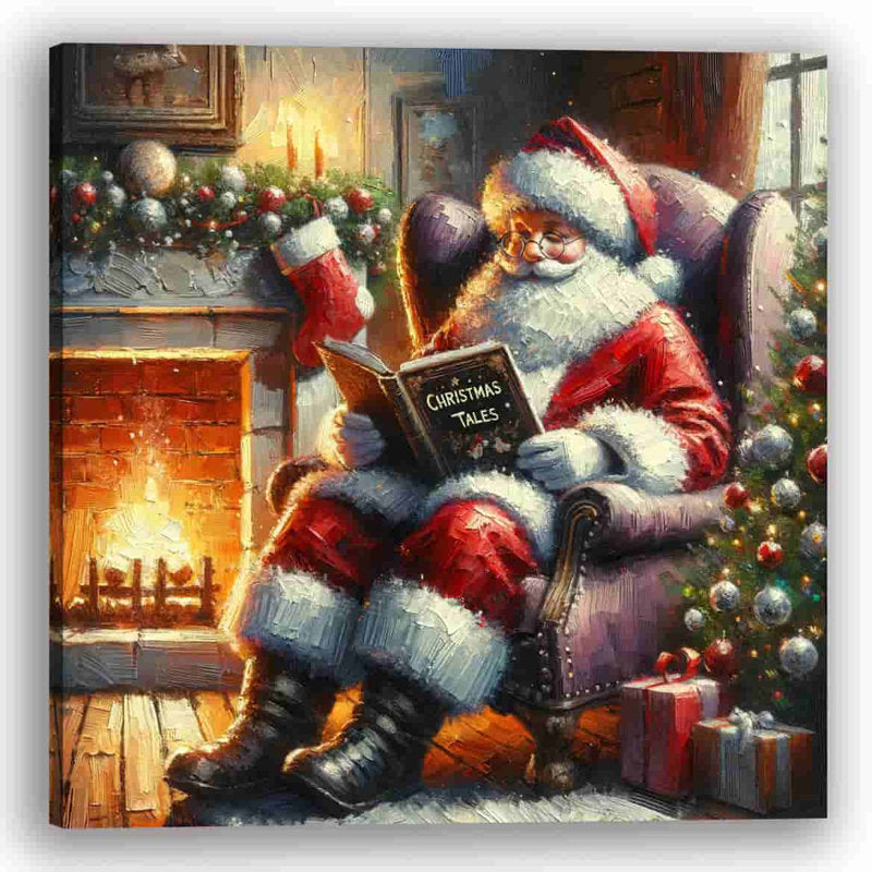 Cozy Hearthside Stories: Santa's Christmas Tales - Wrapped Canvas