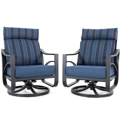 Natrice Blue Swivel Rocking Armchairs